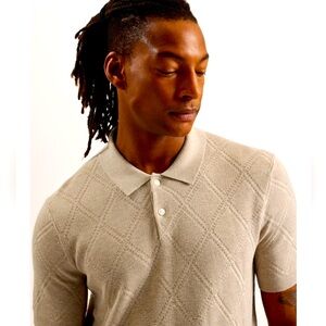 TED BAKER LONDON Sz S Men's Beige Polo linen/cotton blend button polo/sweater